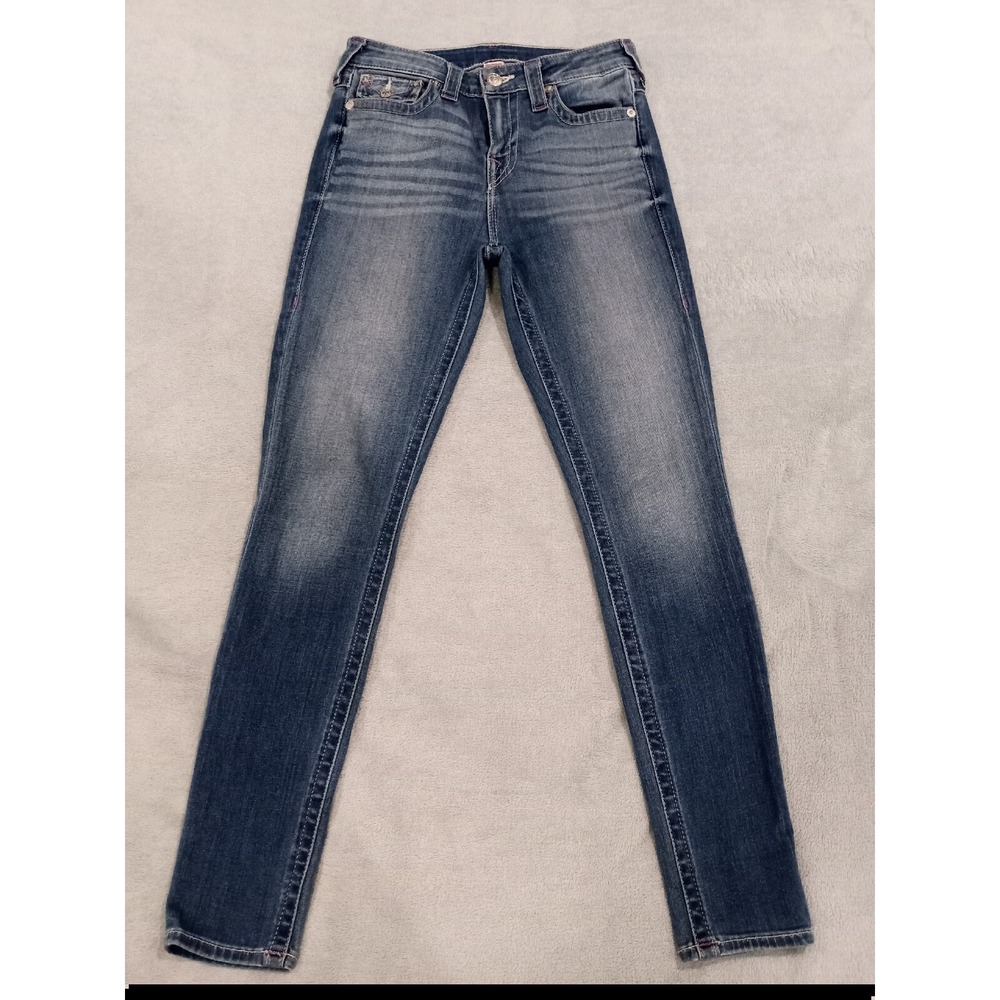 True Religion Jeans Women's Size 29 (29x30) Blue Dark Wash Super Skinny Stretch